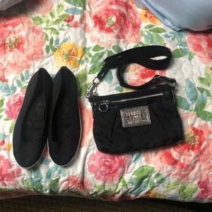 Black COACH crossbody bag with black COACH shoes